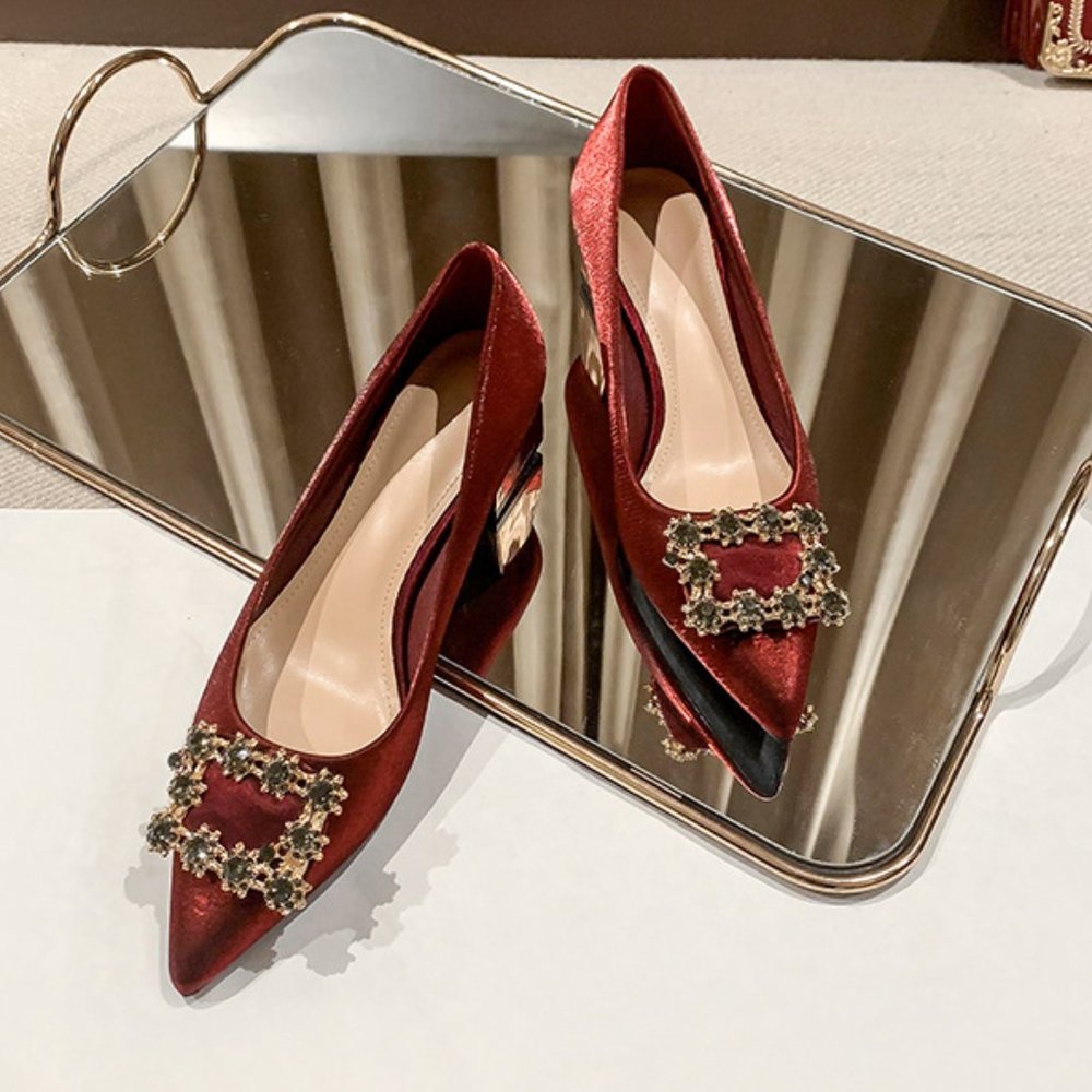 The new thick heel bride shoes girl